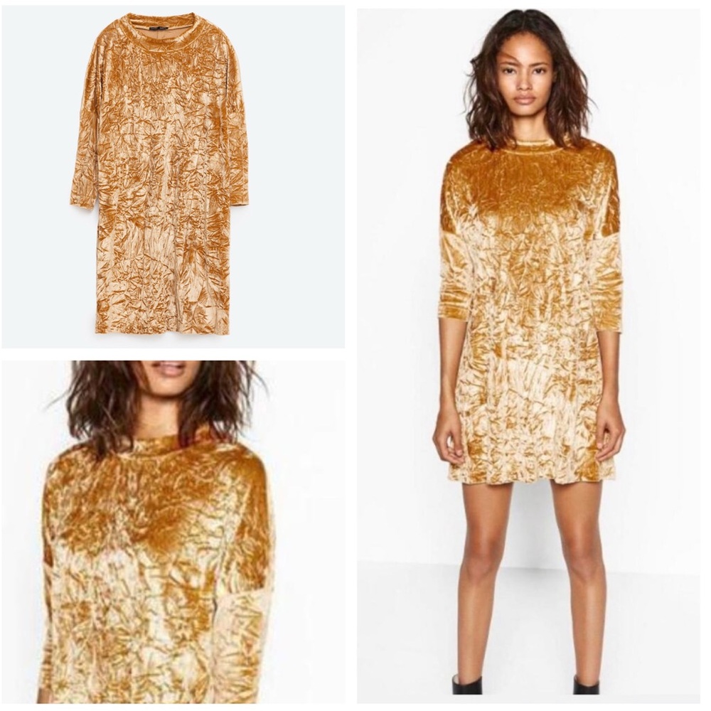 Zara Velvet Gold Dress